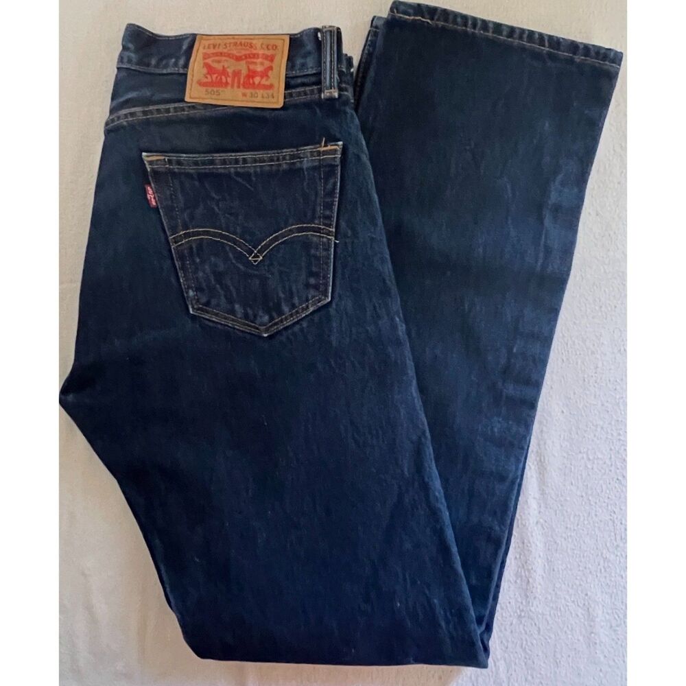 Levi's Men's Dark Wash 505 Straight Leg Jeans 30/34